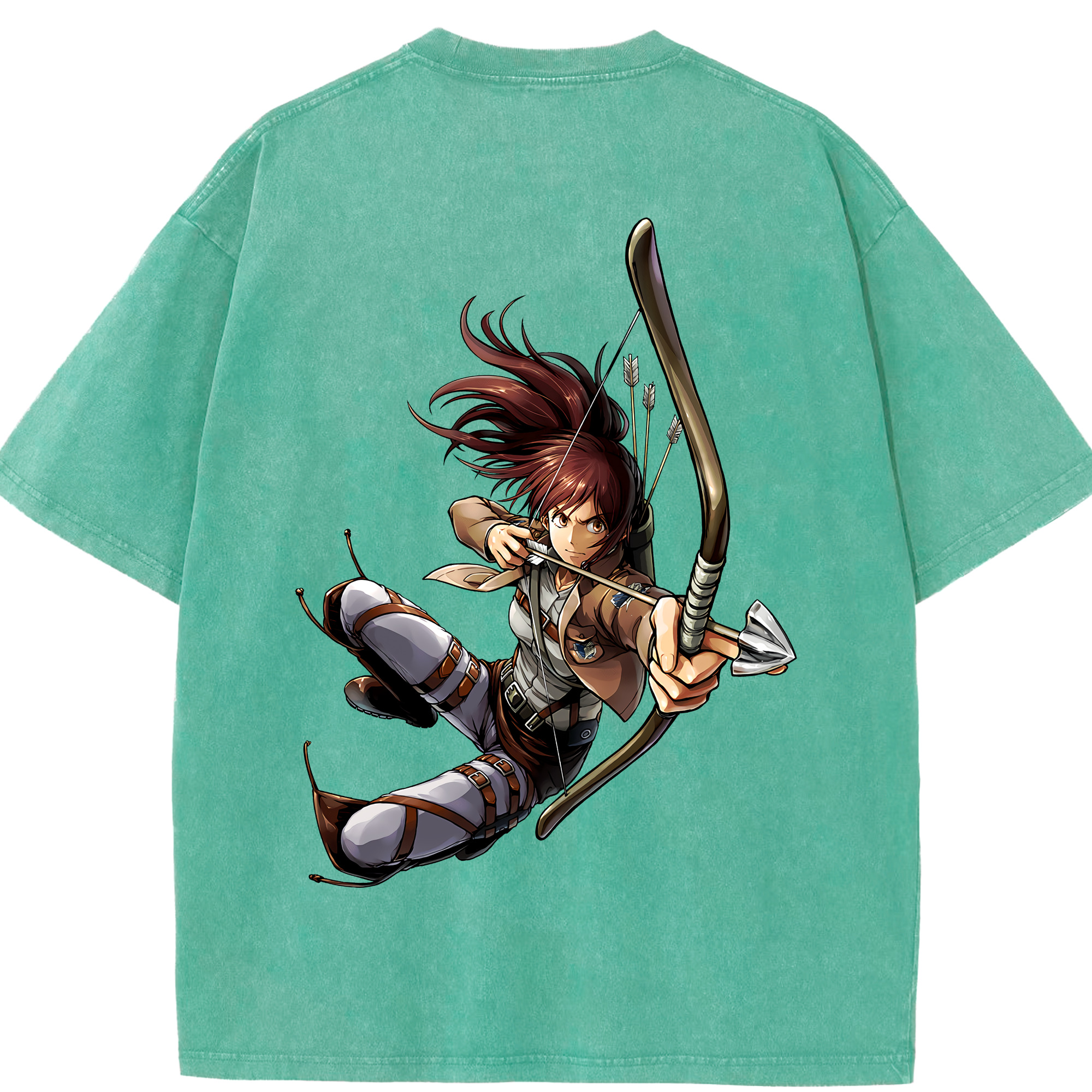 （画像用） 進撃の巨人 サシャ·ブラウス Attack on Titan Sasha Blaus 綿100% ヴィンテージ風 半袖Tシャツ（背面プリント）